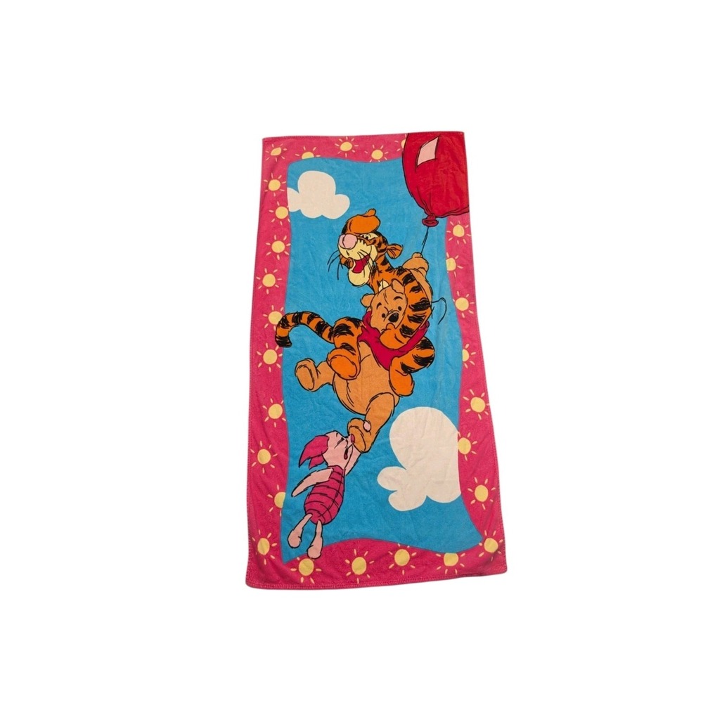 Vintage Franco Disney Pooh Tigger Cartoon Beach Towel 56"x29" Balloon